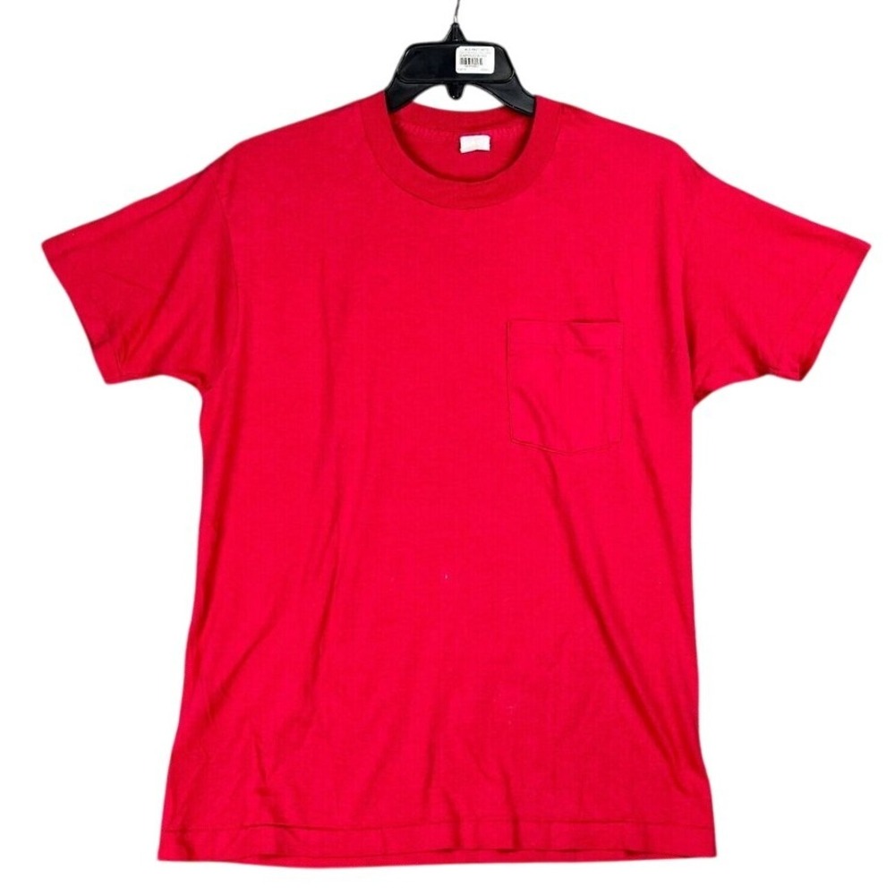 Vintage Single Stitch Shirt XL USA‎ 90s Fruit of the Loom Golden Red Blank
